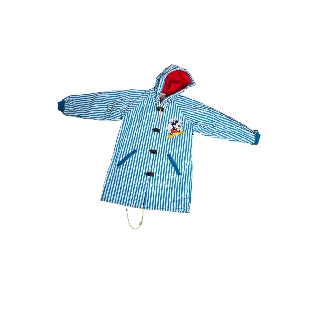 Vintage 80's Mickey & Co Striped Lined Raincoat 6x/7 Mickey Mouse